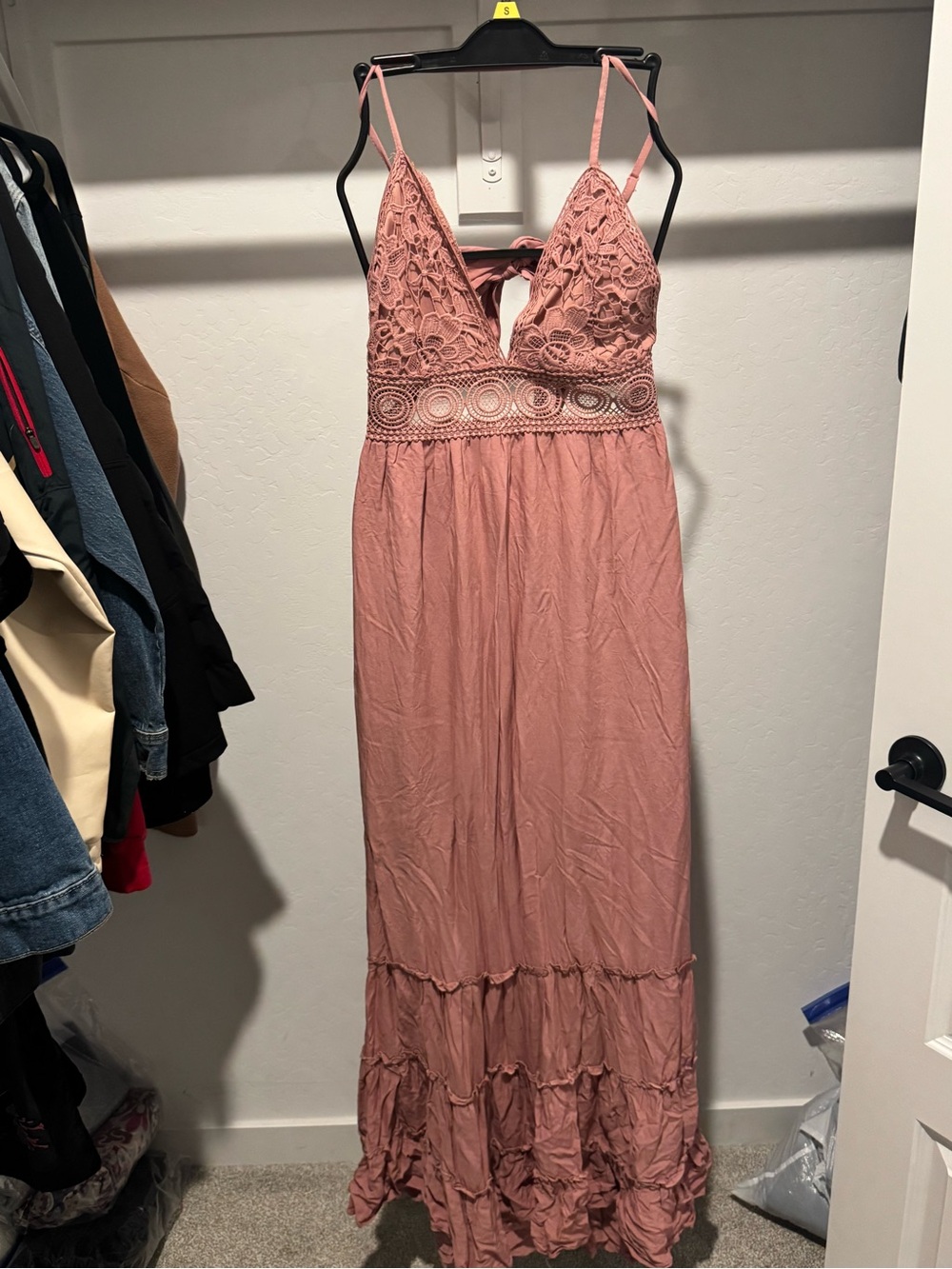 Rue21 Rose Pink Lace Bodice Maxi Dress